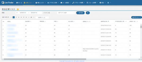 来訪企業リストキャプチャ